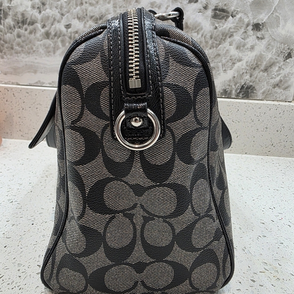 Coach Vermillion Covered Canvas Leather Sig Stripe PVC Satchel Bag - Like New - Picture 6 of 13